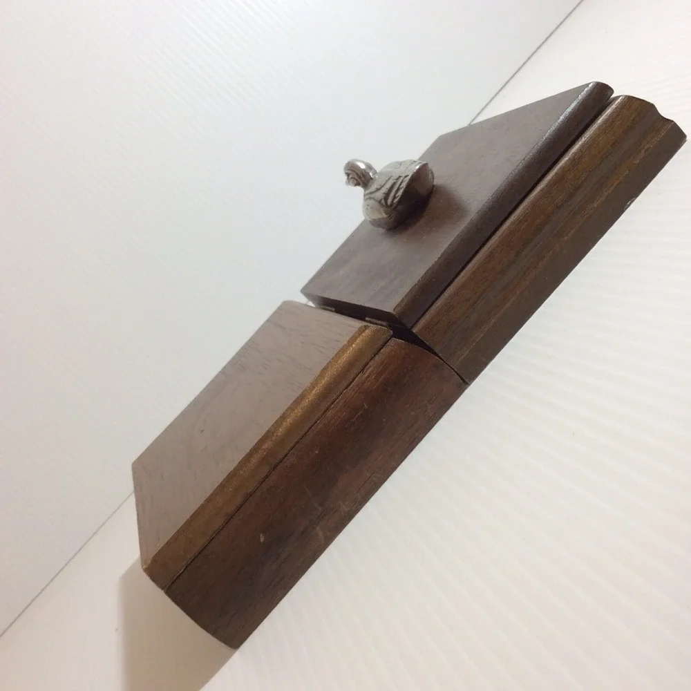 Lot 2 Wooden Box Playing Cards Holder One with Silver Duck and Plain